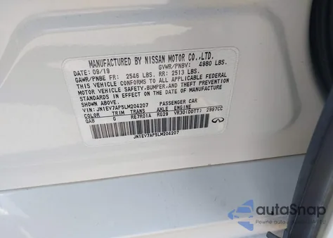 2020 Infiniti Q50 Pure/Luxe/Sport/Edition 30 z USA, uszkodzony, nr VIN JN1EV7AP5LM204207